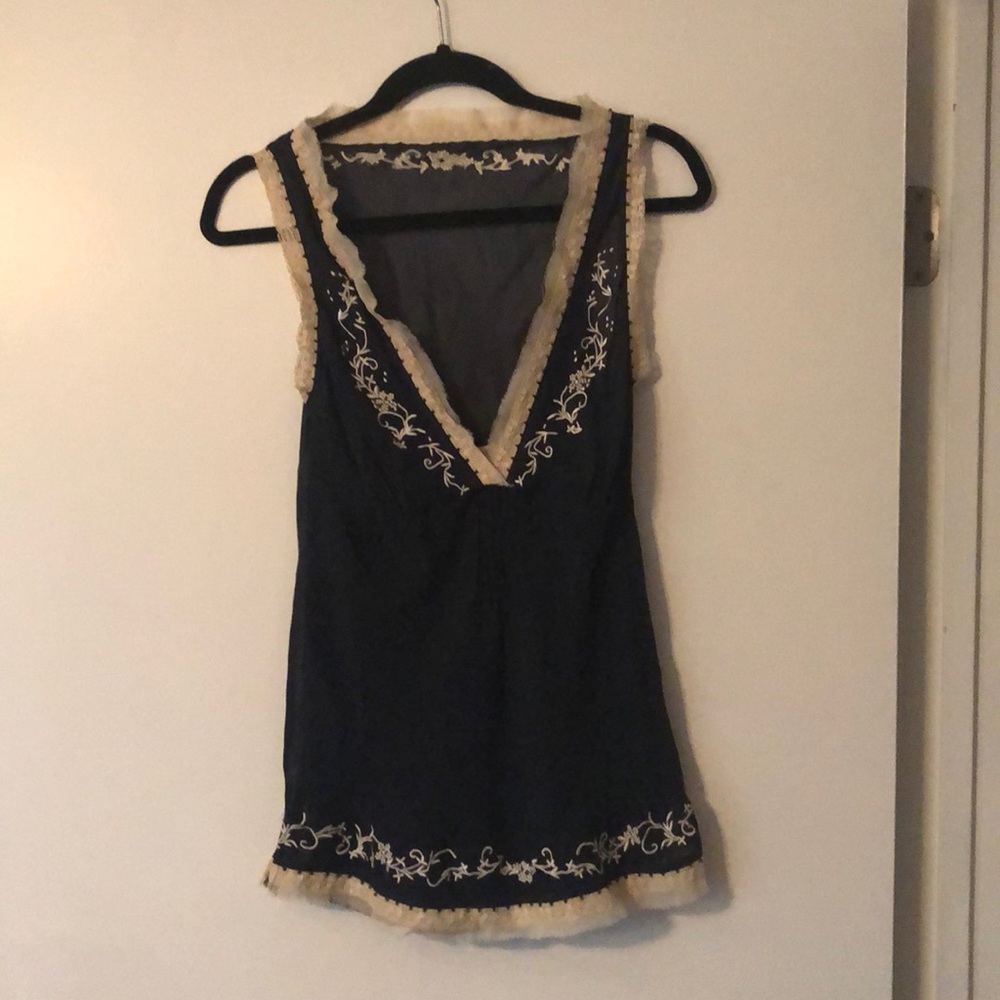 Navy/Cream blouse